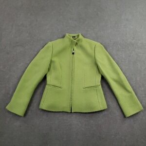 Vintage Talbots Collection Jacket Womens 4 Petite Green Wool Full Zip Woven‎